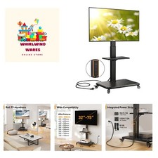 Mobile TV Stand with Power Outlet, Tilt  Swivel Rolling TV Cart for 32 to 65...