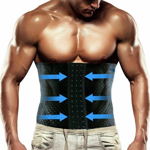 Mens Abdomen Slimming Body Shaper 100% Latex Waist Trainer Cinchers Plus Size US - 第 19/20 張圖片