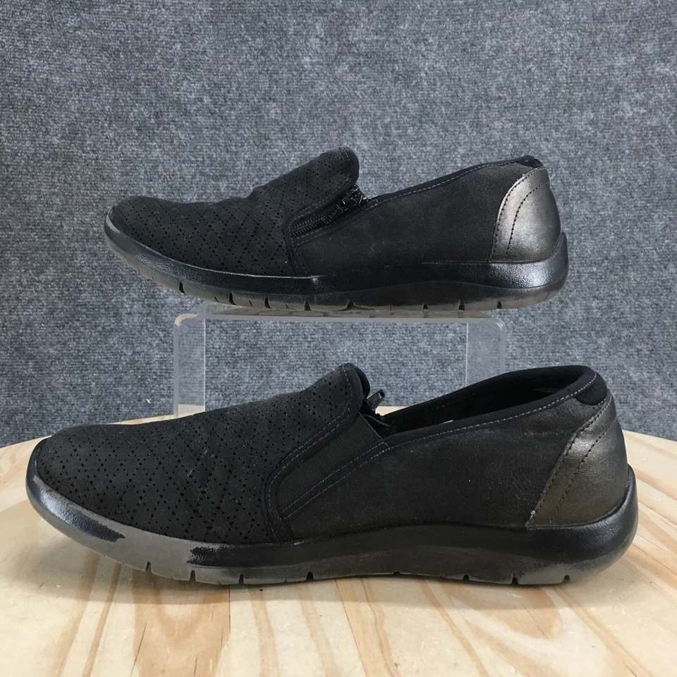 Aravon 鞋女式 11 2A 组装一脚蹬侧拉链黑色舒适休闲 ABJ02BK — 第 2/4 张图片