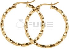40mm Women 18ct Gold Plated Surgical Stainless Steel Twisted Hoop Earrings