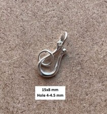 925 Sterling Silver S Shape Clasps S-Hook in Silver. 15x8mm Hole: 4 4.5mm 1-10pc