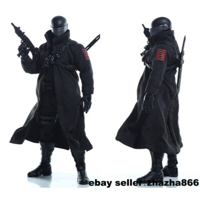 1/12 Scale Black Wired Trench Coat Outfit Clothes For 6'' Action