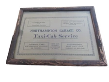 Antique Northampton Garage Co. Taxi Cab Service Framed Ephemera