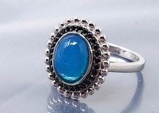 Vintage Y Sterling Silver Blue Moonstone Oval band Ring size 8