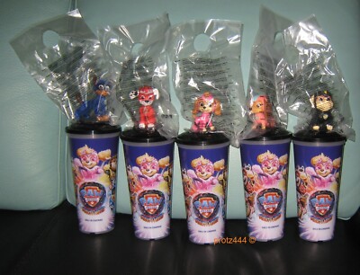 PAW PATROL SET CINEMA DRINKING MUG CINEMA MOVIE CUP with 5 Toppers / Figures - Original Box