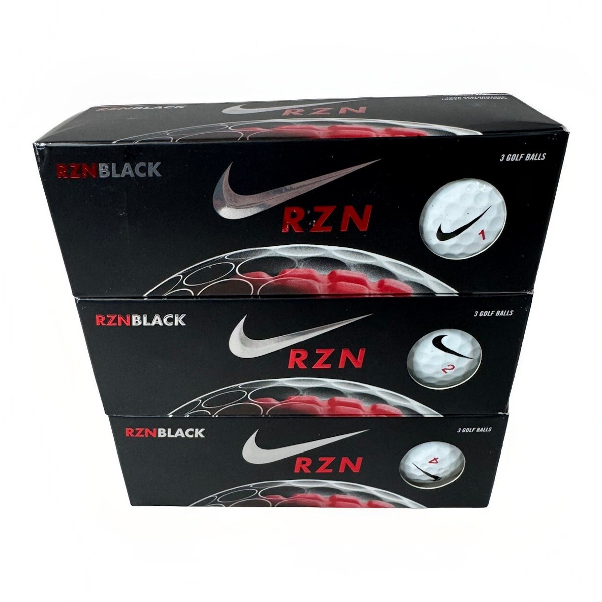 Nike RZN BLACK ボール 9 Brand New Nike RZN Tour Black (3 Sleeves) HIGH VISIBILITY Golf