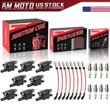 8PCS UF413 OEM Ignition Coil+Iridium Spark Plug+Wire For Chevy GMC 5.3L 6.2L