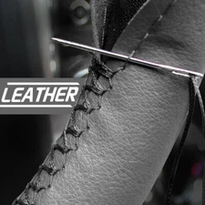 DIY Hand Sewing Leather Covers Universal GRAY Car Hand Sew Steering Wheel Cover;