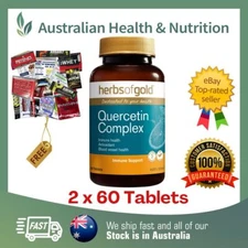 2 x HERBS OF GOLD QUERCETIN COMPLEX 60 TABLETS+ FREE SAME DAY POST & SAMPLE