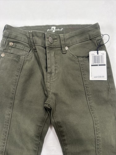7 SEVEN FOR ALL MANKIND Girls Olive Green Skinny Jeans Size 8 EUC - Picture 3 of 8