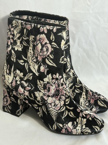 CATO Women’s Sz 8 Crushed Velvet Boots Black Floral Pattern Block Heel NWOB - Picture 7 of 12