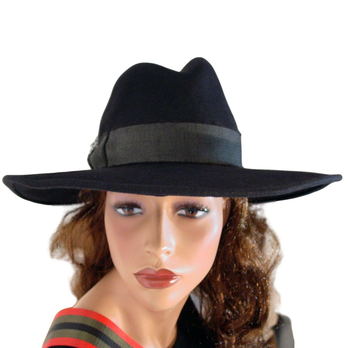 YESTADT MILLINERY Peaks $350 Black Fur Felt Wide Brim Hat 
