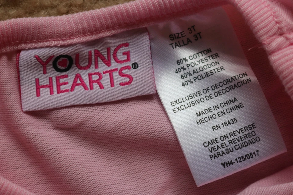 Conjunto de 3 - Chaleco y camisa y pantalón rosa Young Hearts niña 100 % algodón talla 3T Foto 3 de 4