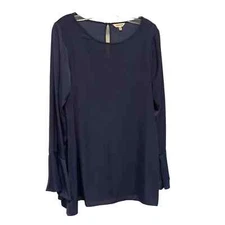 Max Studio Navy Tunic Flare Cuff Sleeve Size Medium Pre-owned