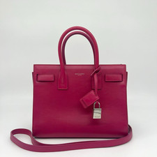 Saint Laurent YSL Baby Sac De Jour Bag Fuchsia Pink Silver Hardware