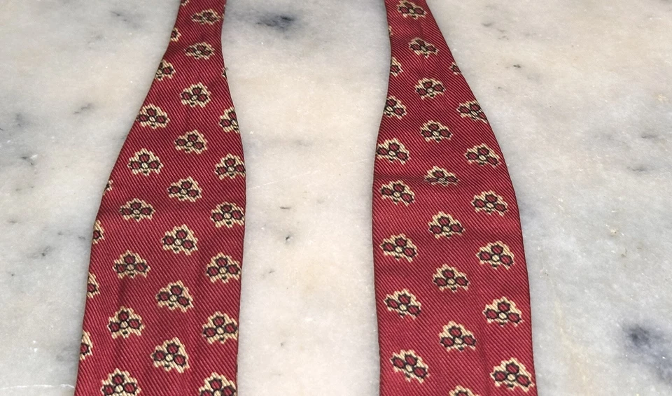 复古方形末端红色几何 Foulard 自领带可调节领结 — 第 4/4 张图片