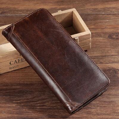 Men's Genuine Leather Long Wallet Bifold Money Card Holder