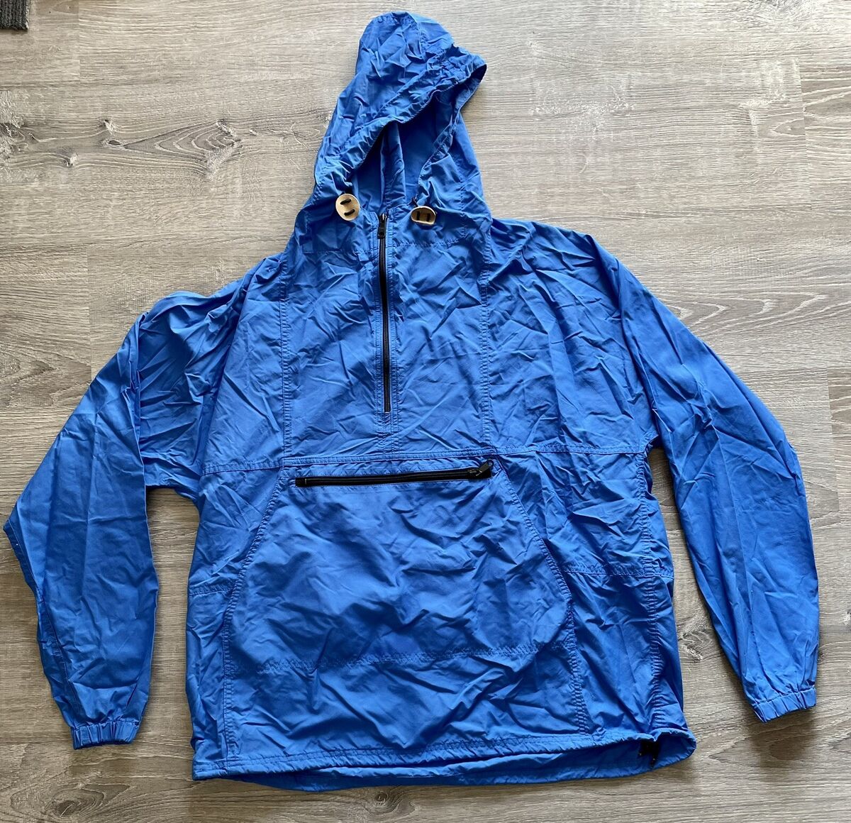 VTG 1980s L.L. BEAN USA Blue Nylon Anorak Hooded Jacket Mens VTG 1980s L.L. BEAN USA Blue Nylon Anorak Hooded Jacket Mens