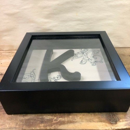 Decorative Black Wood Shadow Box Letter K 8 x 8+ - Picture 2 of 6