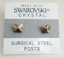 Gold Shimmer Butterfly Stud Earrings 7mm Crystal Made with Swarovski Elements