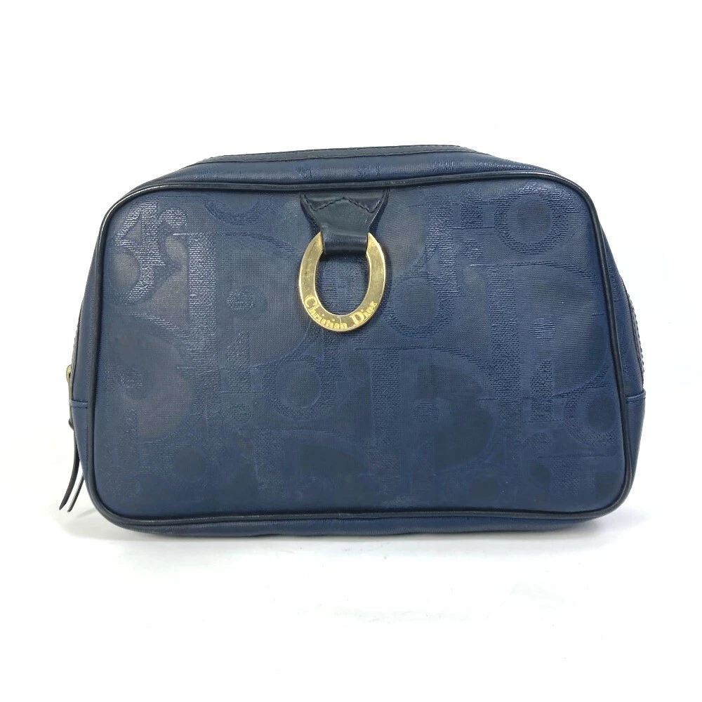 Dior Trotter Cosmetics Pochette Vintage Bag Cluch Bag PVC Marine