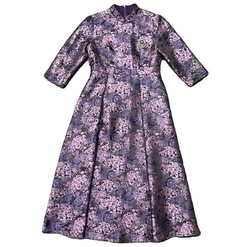 Chinese Style Women's Spring Retro Qipao Long Slim Fit Printed Prom Party Dress - Picture 9 of 24