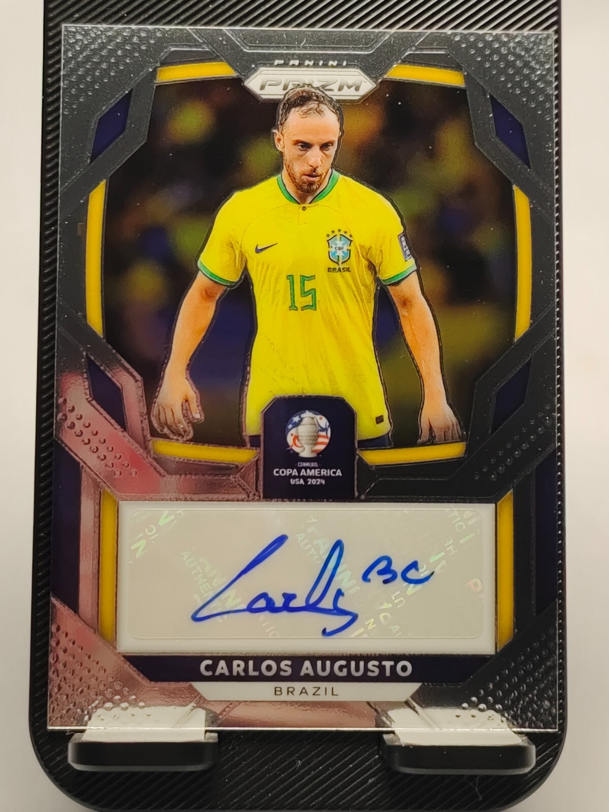 CARLOS AUGUSTO 2024 Panini Prizm Copa America Auto Base Signatures Brazil #S-CAO