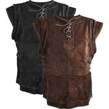 Medieval Vest Vikings Archer Costume AdultChest Body Armor Suede Larp JerkinCoat