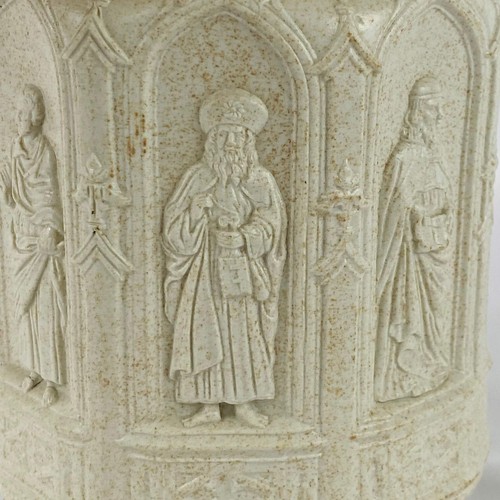Antigua jarra de apóstol gótico Charles Meigh c1842, jarra de gres moldeado 23 cm - Imagen 11 de 21