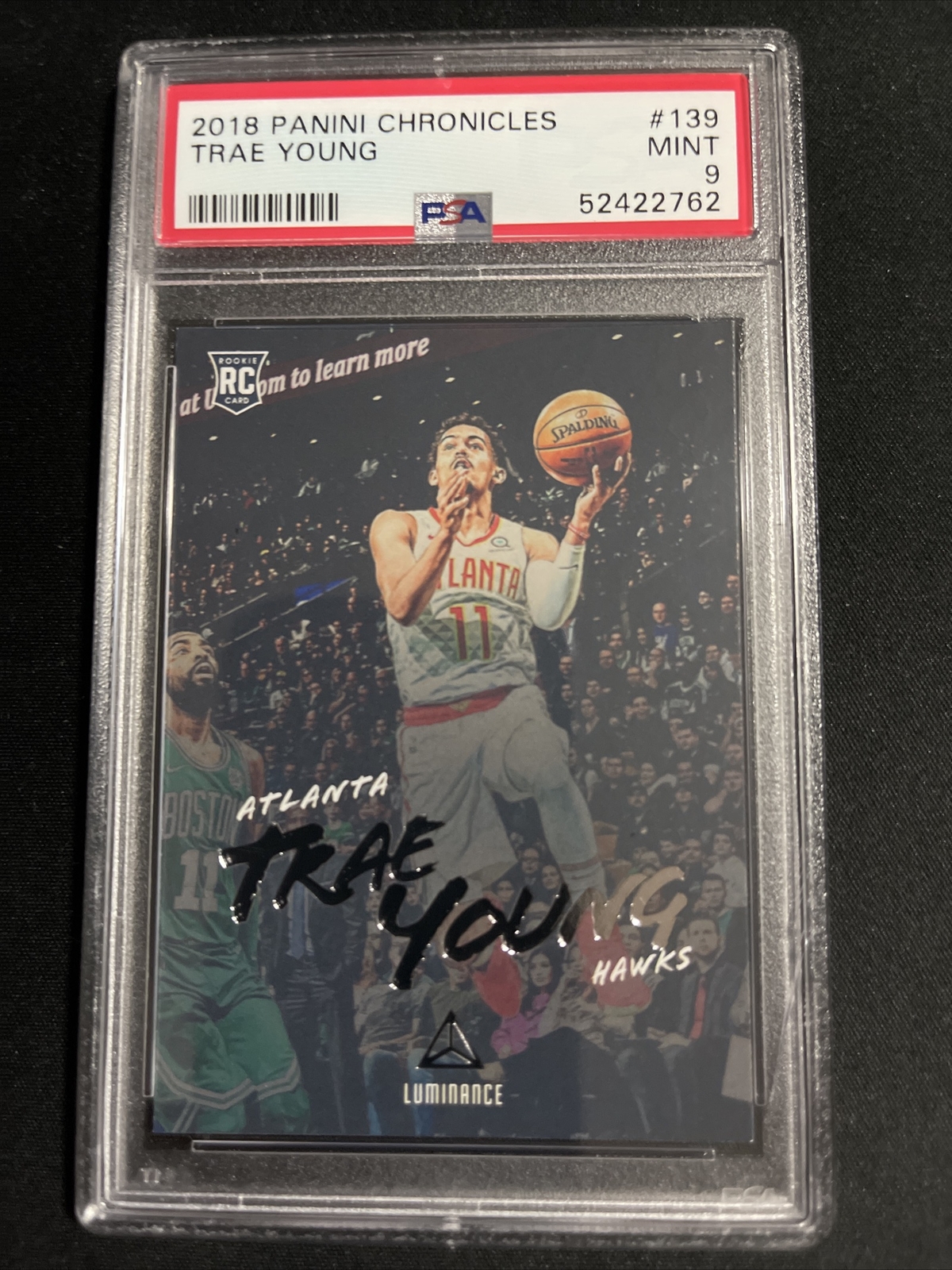 Trae Young 2018-19 Panini Chronicles #139 Rookie Luminance RC Hawks PSA 9