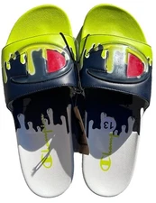 Champion Slides Mens IPO DRIP Molded White Lime Green Navy Blue 13 CP102205M