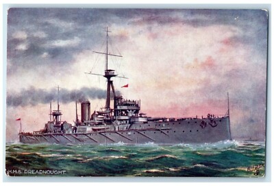 c1910 Scene H M S Dreadnought Battleship Oilette Raphael Tuck & Sons Postcard