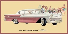 1958 Chevrolet Bel Air Sport Sedan New STEEL Sign 8 x 16" Made in USA