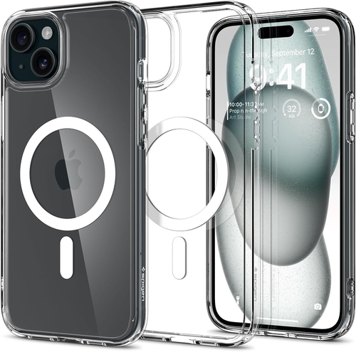 Spigen Cover Ultra Hybrid Magfit Compatibile Con Iphone 15 - Clear White - Imagen 12 de 12