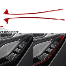 Red Carbon Fiber Window Lift Switch Panel Trim Strips For Ford Explorer 2020-23