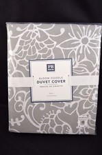Pottery Barn Dorm Teen Floral Bloom Doodle Duvet Cover Twin Gray 12