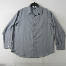 George Shirt Mens Extra Large Gray Plaid Button Up Long Sleeve Casual Men 1762