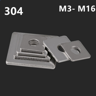 #ad #ad 304 Stainless Steel Flat Square Washers Gaskets M3 M4 M5 M6 M8 M10 M12 M14 M16 $42.27