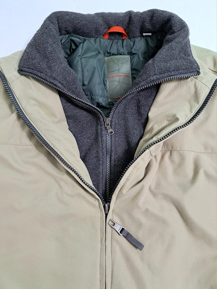 Marc Нью-Йорк мягкая подкладка Bomber куртка мужчин XL хаки флис с подкладкой пальто Harrington - Изображение 2 из 4