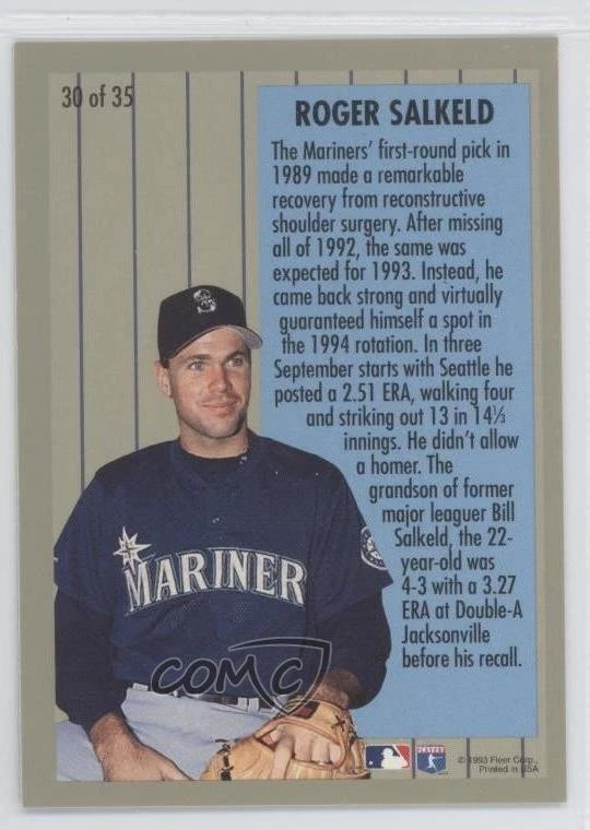 1994 Fleer Major League Prospects Roger Salkeld #30 - Image 2 of 2