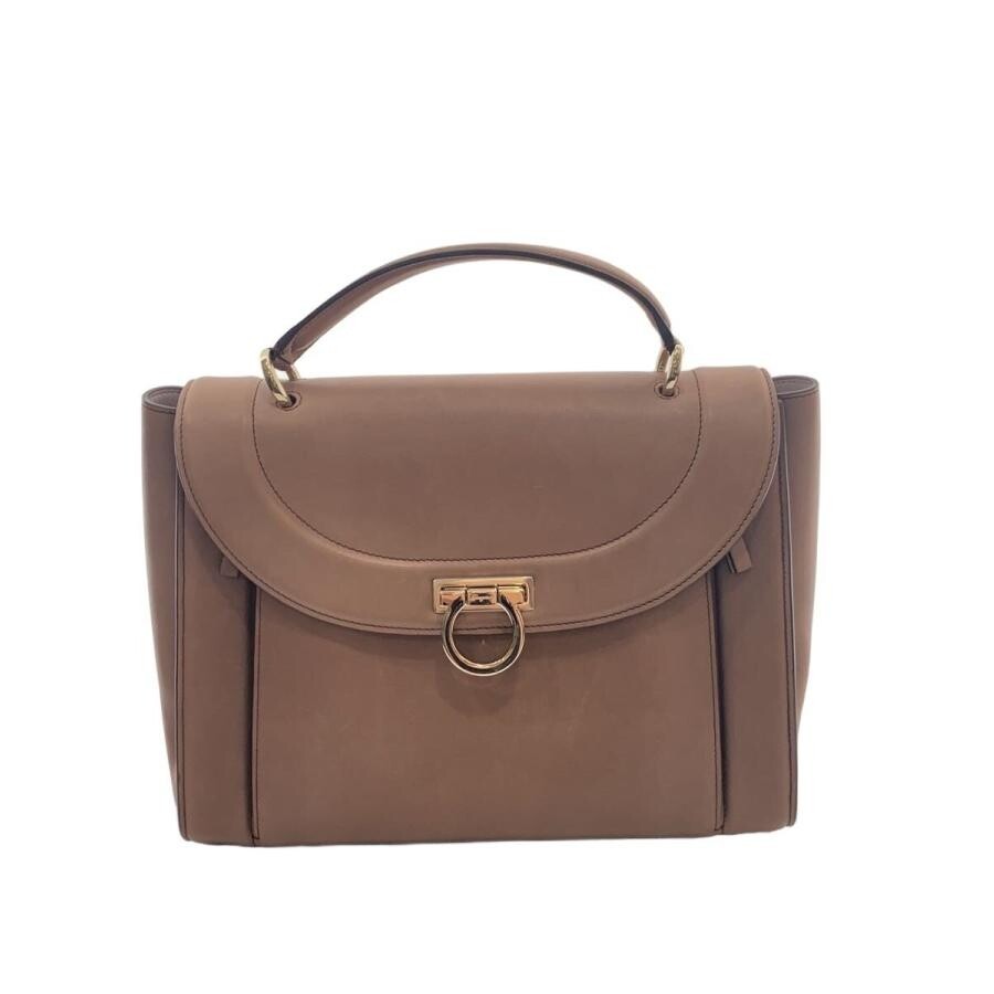 Salvatore Ferragamo Gancini Sophia Rainbow 2Way Leather Beige Bag Auth image 8