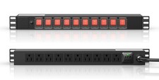 10 Outlet Rack Mount Power Strip with Individual Switch - 1U PDU, Surge Protecti