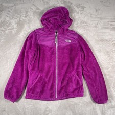 The North Face Girls Full Zip Jacket Fleece Fuzzy Hoody Outdoors L 14 16 Fuchsia