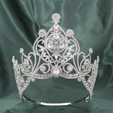 14cm Tall Crystal Tiara Crown Queen Princess Pageant Adjustable For Women