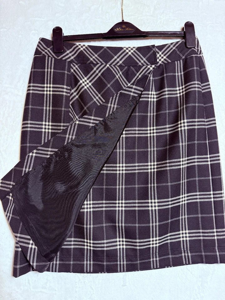 Falda envolvente de lana forrada a cuadros negra para mujer Brooks Brothers 346 talla 12 pequeña Foto 2 de 4