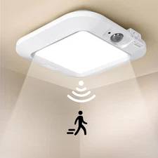 Motion Sensor Ceiling Light Battery Operated Indoor Auto On Off Lamp 6000K