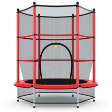 Youth Jumping Round Trampoline 55" Exercise W/ Safety Pad Enclosure Combo Kids