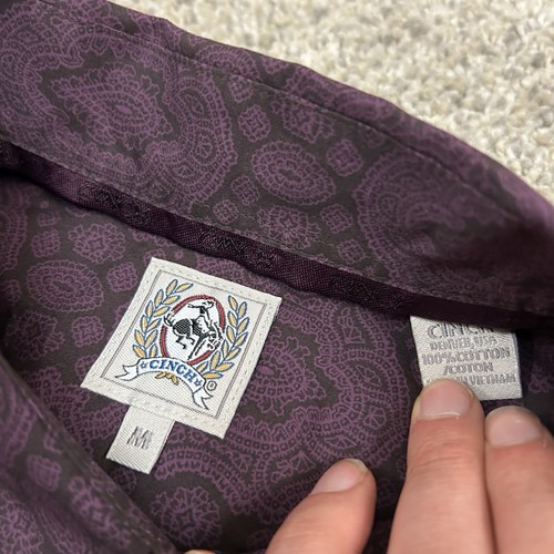 Camisa Cinch Para Hombre Mediana Púrpura Cachemira Vaquero Occidental Con Botones Manga Larga - Imagen 6 de 7