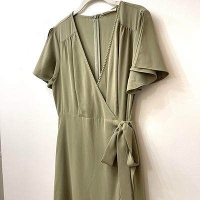 Alter'd State dress Olive Green V Neck Wrap Dress Large | eBay