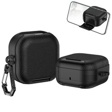 For Samsung Galaxy Buds4/Buds4 Pro Shockproof PU Leather Lock Case with Keychain